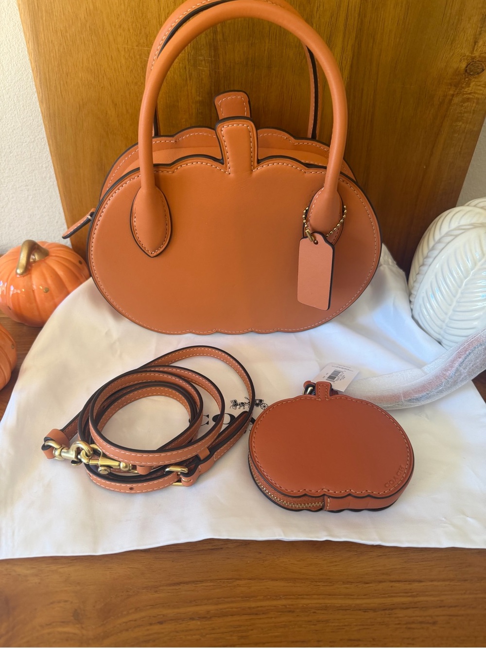 🎃Coach Pumpkin Shaped Leather Purse and NWT coin purse